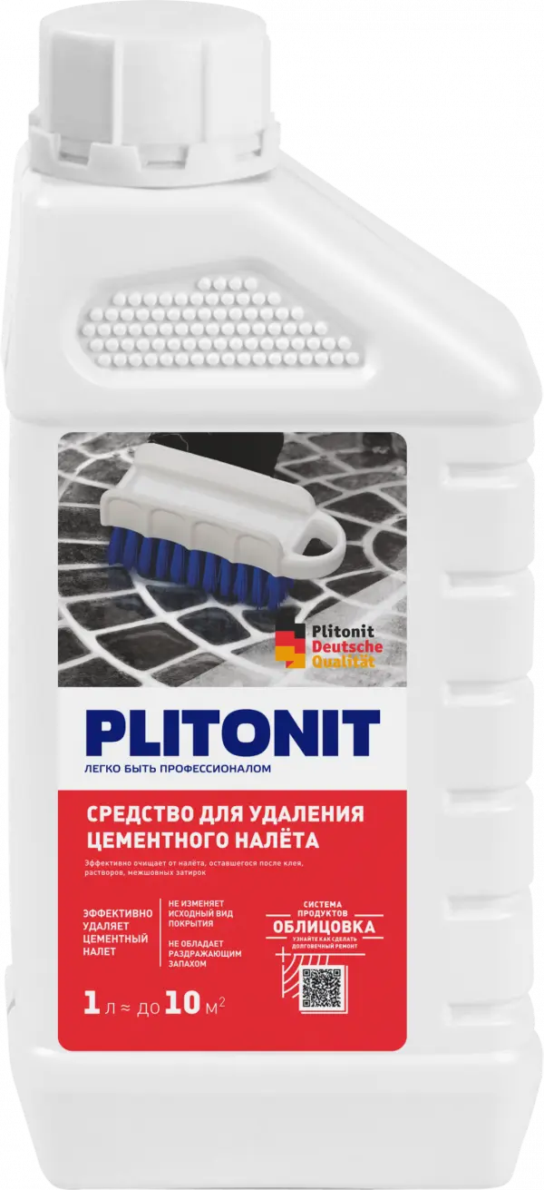 Купить PLITONIT Средство для удаления цементного налета 1 л (528шт/подд.) оптом в Москве от производителя