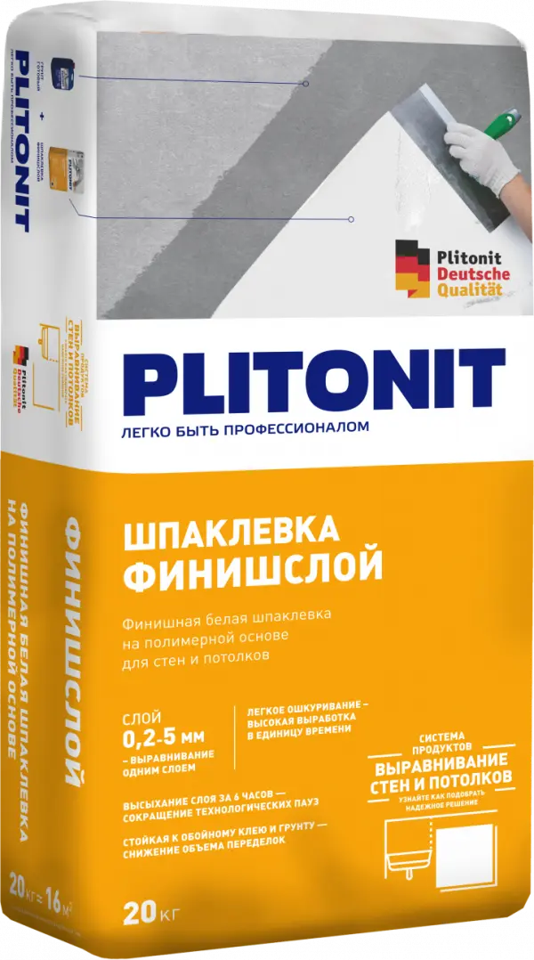 Купить PLITONIT ФинишСлой 20 кг  (48шт/подд.) оптом в Москве от производителя
