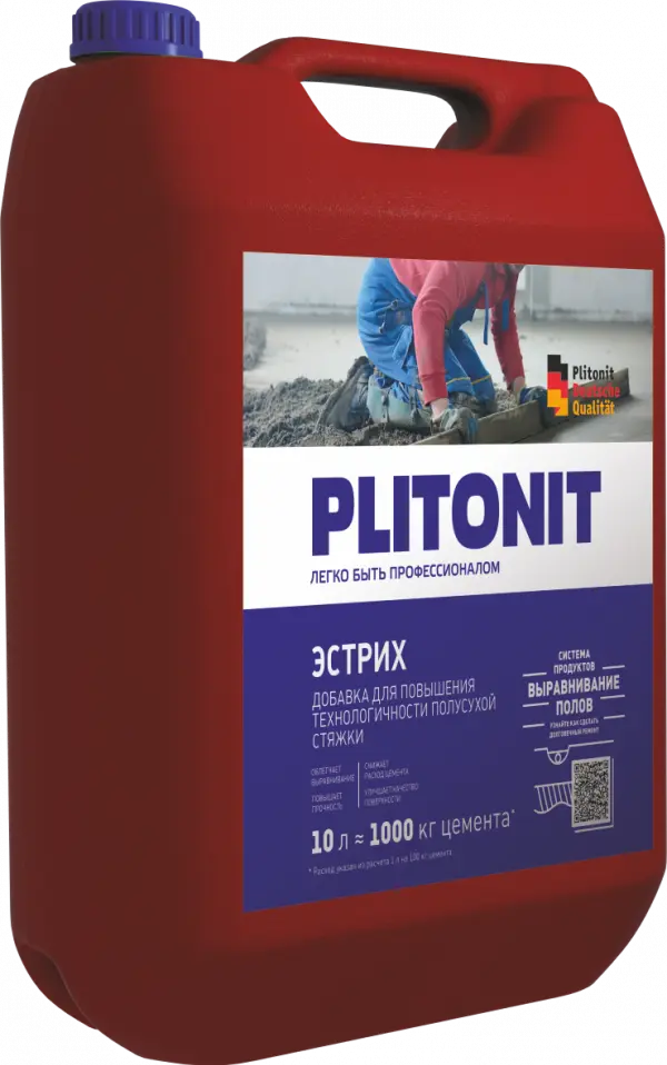 Купить PLITONIT Эстрих Комплексная добавка для производства полусухой стяжки 10 кг  (40шт/подд.) оптом в Москве от производителя