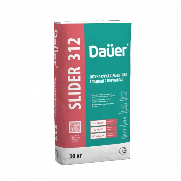 Купить Dauer Slider 312 Штукатурка цементная мелкофракционная гладкая 30кг оптом в Москве от производителя