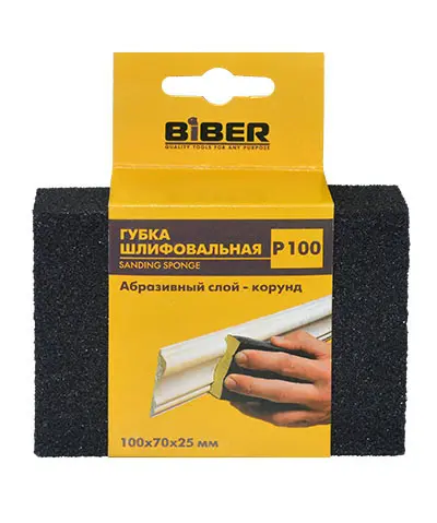 Купить БИБЕР 70673 Губка шлифовальная 4-сторонняя Р100 100х70х25 (250) оптом в Москве от производителя