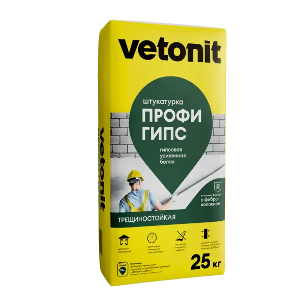 Купить ВЕТОНИТ Профи Гипс Штукатурка гипсовая 25кг (50шт./подд.) 1027838 оптом в Москве от производителя