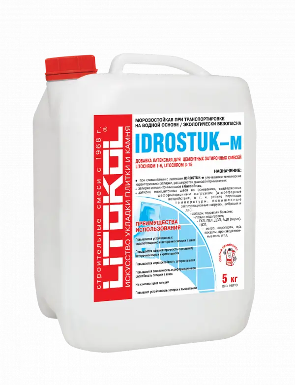 Купить Литокол IDROSTUK - м Добавка латексная для цементных затирочных смесей 5кг оптом в Москве от производителя
