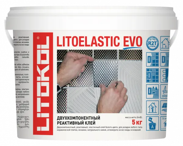 Купить Литокол Litoelastic Evo реактивный эпокс.-полиуретан. клей (комп. А+В) 5кг оптом в Москве от производителя