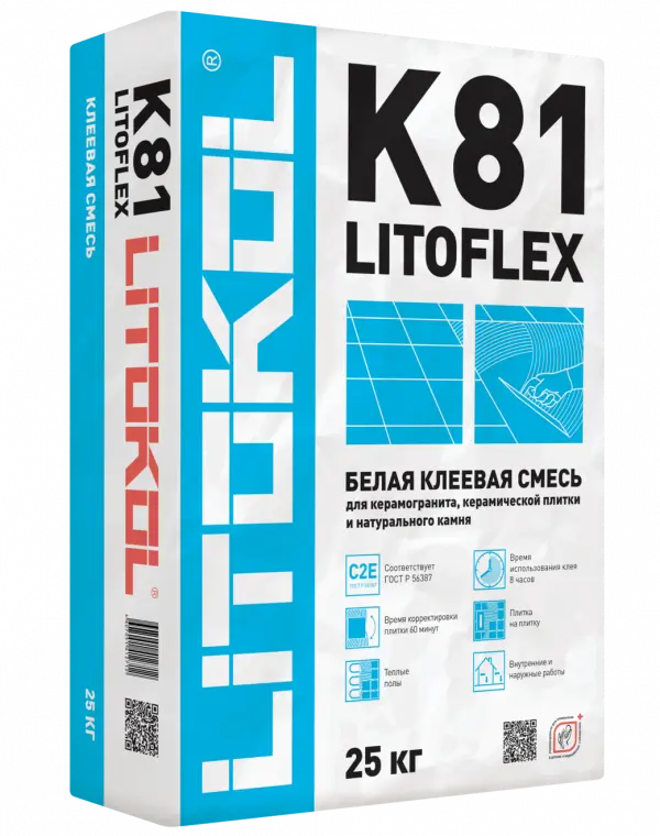 Купить Клей для плитки Литокол LitoFlex K81 клей Белый 25кг оптом в Москве от производителя