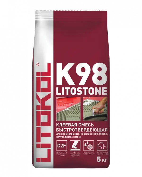 Купить Клей для плитки Litokol Litostone K98 Серый быстротвердеющий 5 кг оптом в Москве от производителя