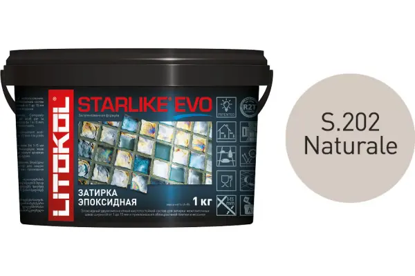 Купить Литокол Starlike Evo Эпоксидная затирка S.202 NATURALE (натура) 1кг оптом в Москве от производителя