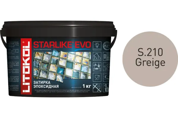 Купить Литокол Starlike Evo Эпоксидная затирка S.210 GREIGE (серо-бежевый) 1кг оптом в Москве от производителя
