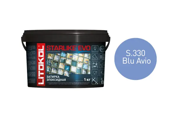 Купить Литокол Starlike Evo Эпоксидная затирка S.330 BLU AVIO (васильковый) 1кг оптом в Москве от производителя