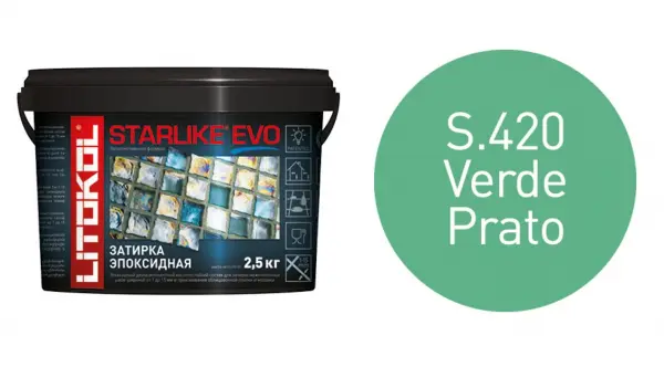 Купить Литокол Starlike Evo Эпоксидная затирка S.420 VERDE PRATO (зеленый) 2,5кг оптом в Москве от производителя