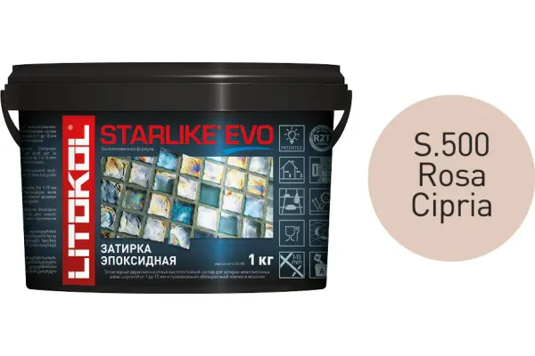 Купить Литокол Starlike Evo Эпоксидная затирка S.500 ROSA CIPRIA (светло-розовый) 1кг оптом в Москве от производителя