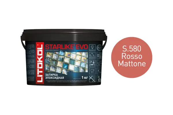 Купить Литокол Starlike Evo Эпоксидная затирка S.580 ROSSO MATTONE (кирпично-красный) 1кг оптом в Москве от производителя