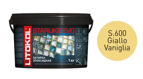 Купить Литокол Starlike Evo Эпоксидная затирка S.600 GIALLO VANIGLIA (ваниль) 1кг оптом в Москве от производителя