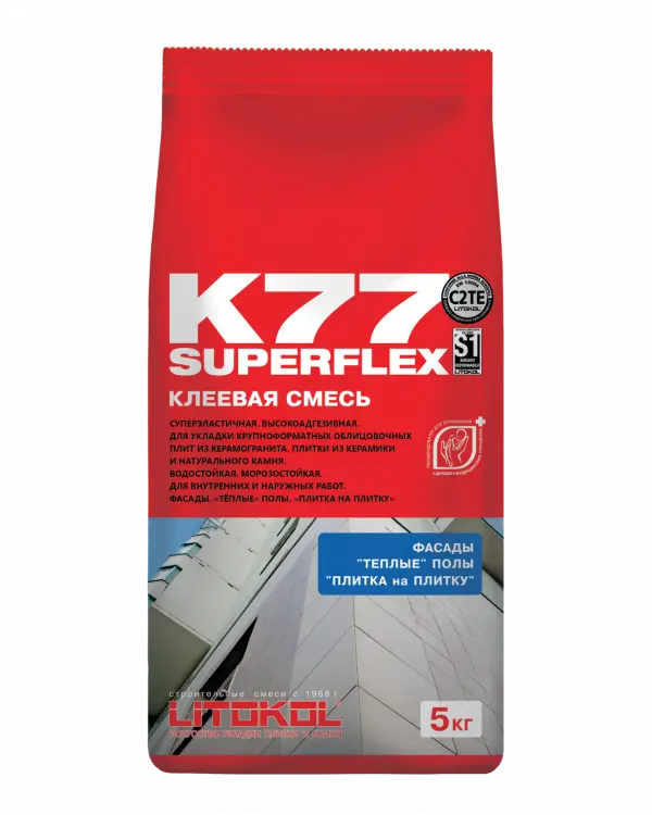 Купить Клей для плитки Litokol SuperFlex K77 суперэластичный 5 кг оптом в Москве от производителя