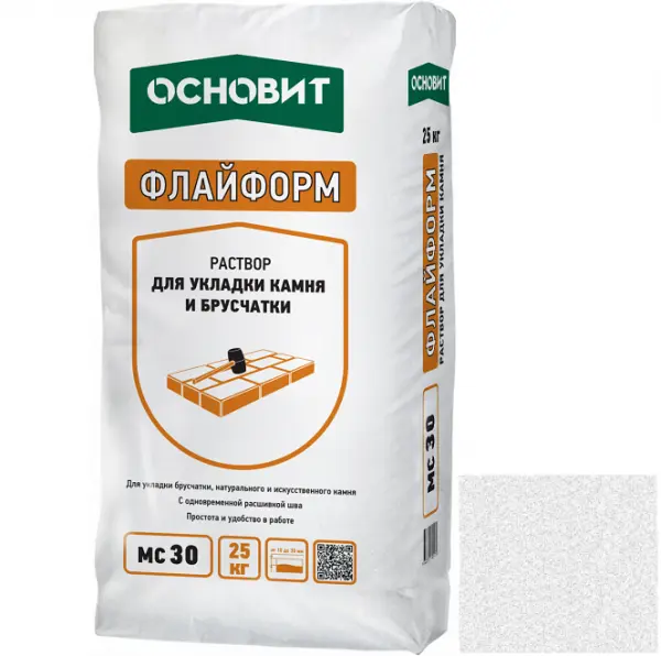 Купить Раствор для укладки камня ОСНОВИТ ФЛАЙФОРМ МС30 W 010 белый, с одновременной расшивкой швов, 25 кг оптом в Москве от производителя