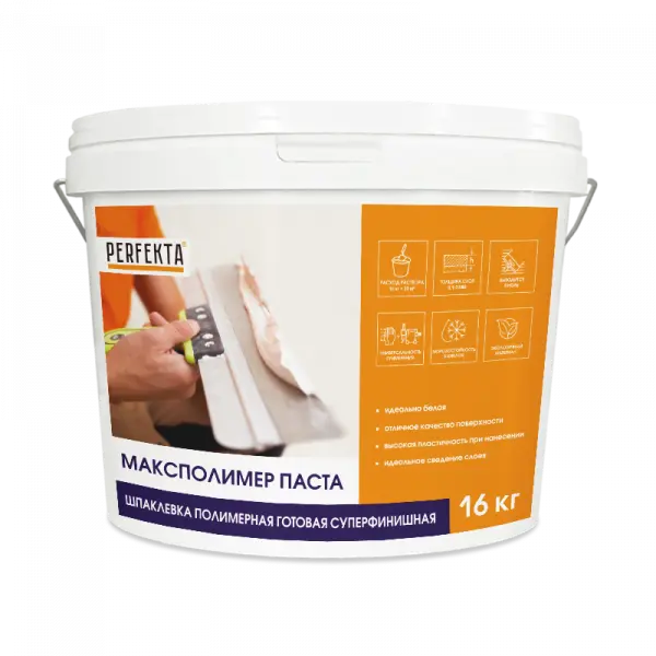 Купить Перфекта «Максполимер Паста» Шпаклевка Белая полимерная готовая суперфинишная, 16 кг оптом в Москве от производителя