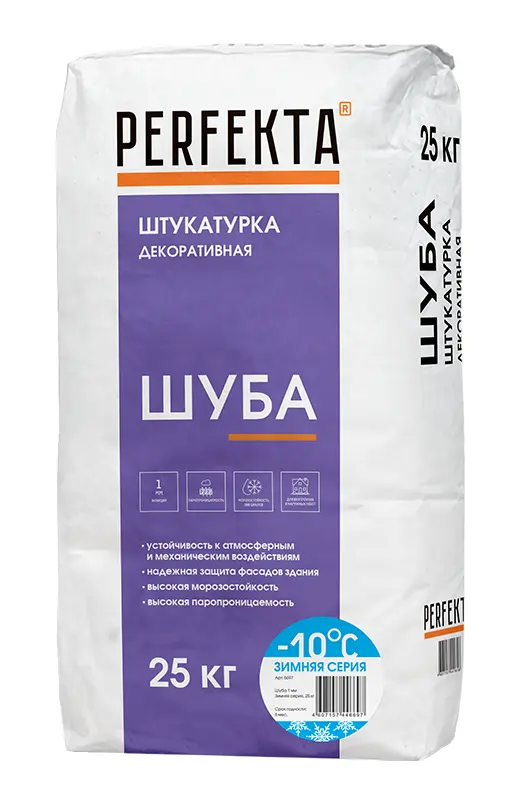 Купить Штукатурка Декоративная «Шуба» Перфекта 1 мм ЗИМНЯЯ, 25 кг оптом в Москве от производителя