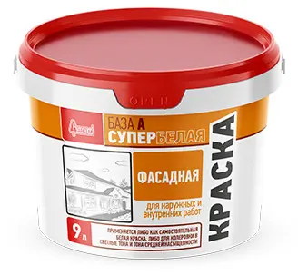 Купить Краска Фасадная супербелая База А Старатели, 9л оптом в Москве от производителя