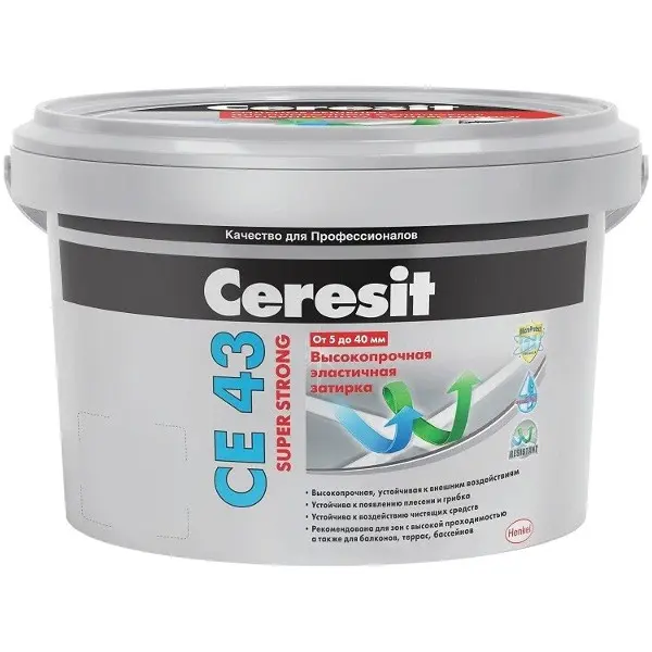Купить Затирка для широких швов Ceresit CE 43 Super Strong №55 светло-коричневая, 2кг оптом в Москве от производителя
