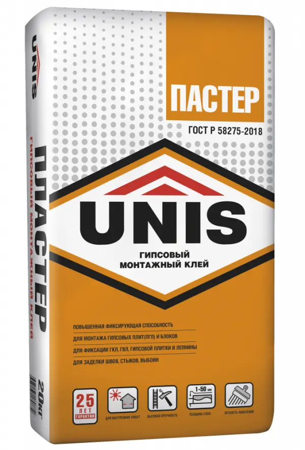 Купить Монтажно-ремонтная гипсовая смесь Юнис Пластер , 20 кг оптом в Москве от производителя