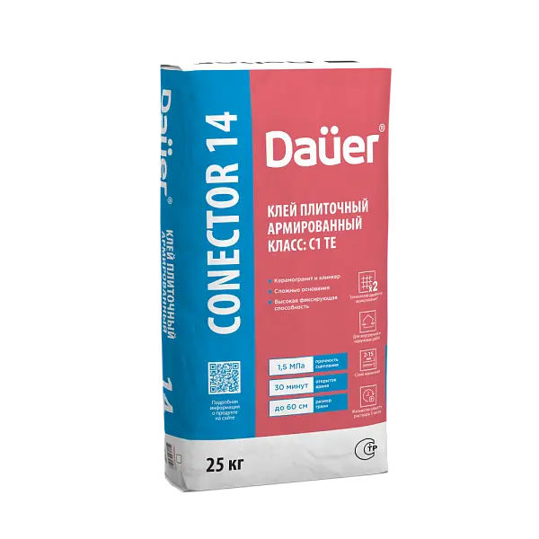 Купить Dauer Conector 14 Клей плиточный Профессиональный 25 кг  ( ГОСТ Р 56387–2018, Класс С1 TЕ) оптом в Москве от производителя