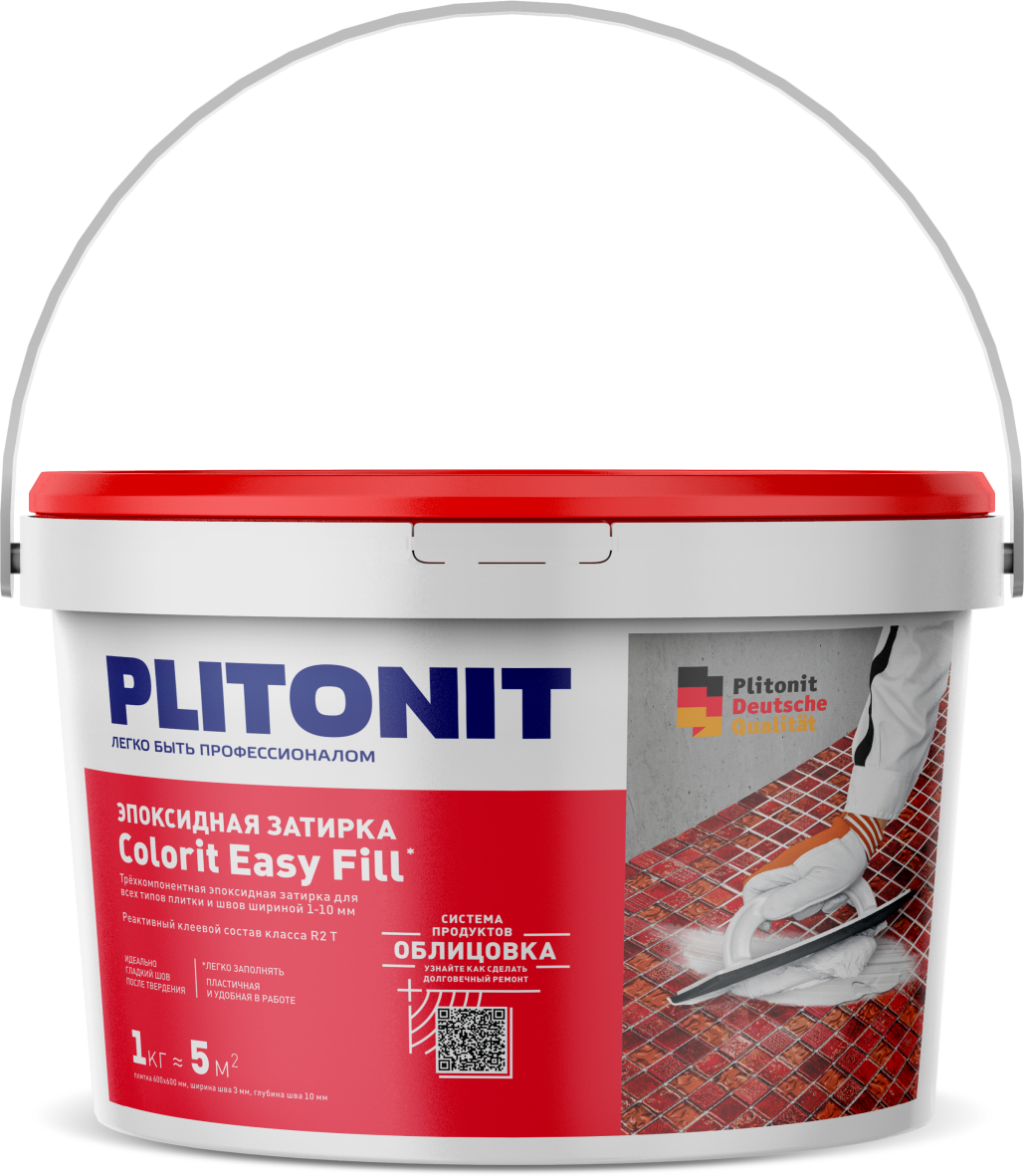 PLITONIT Colorit EasyFill эпоксидная затирка для межплиточных швов и реактивный клей для плитки, антрацит 1 кг (144шт/подд.) купить оптом