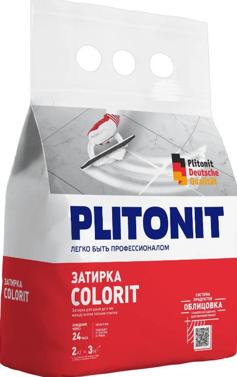 PLITONIT Colorit Затирка между всеми типами плитки (1,5-6 мм) белая 2 кг (336шт/подд.) купить оптом