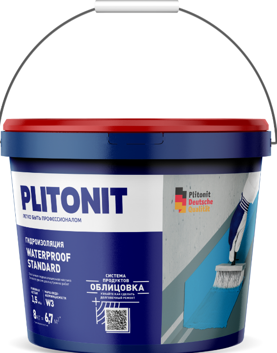 PLITONIT WaterProof Standard Эластичная гидоизоляционная мастика для внутренних работ 8 кг  (60шт/подд.)