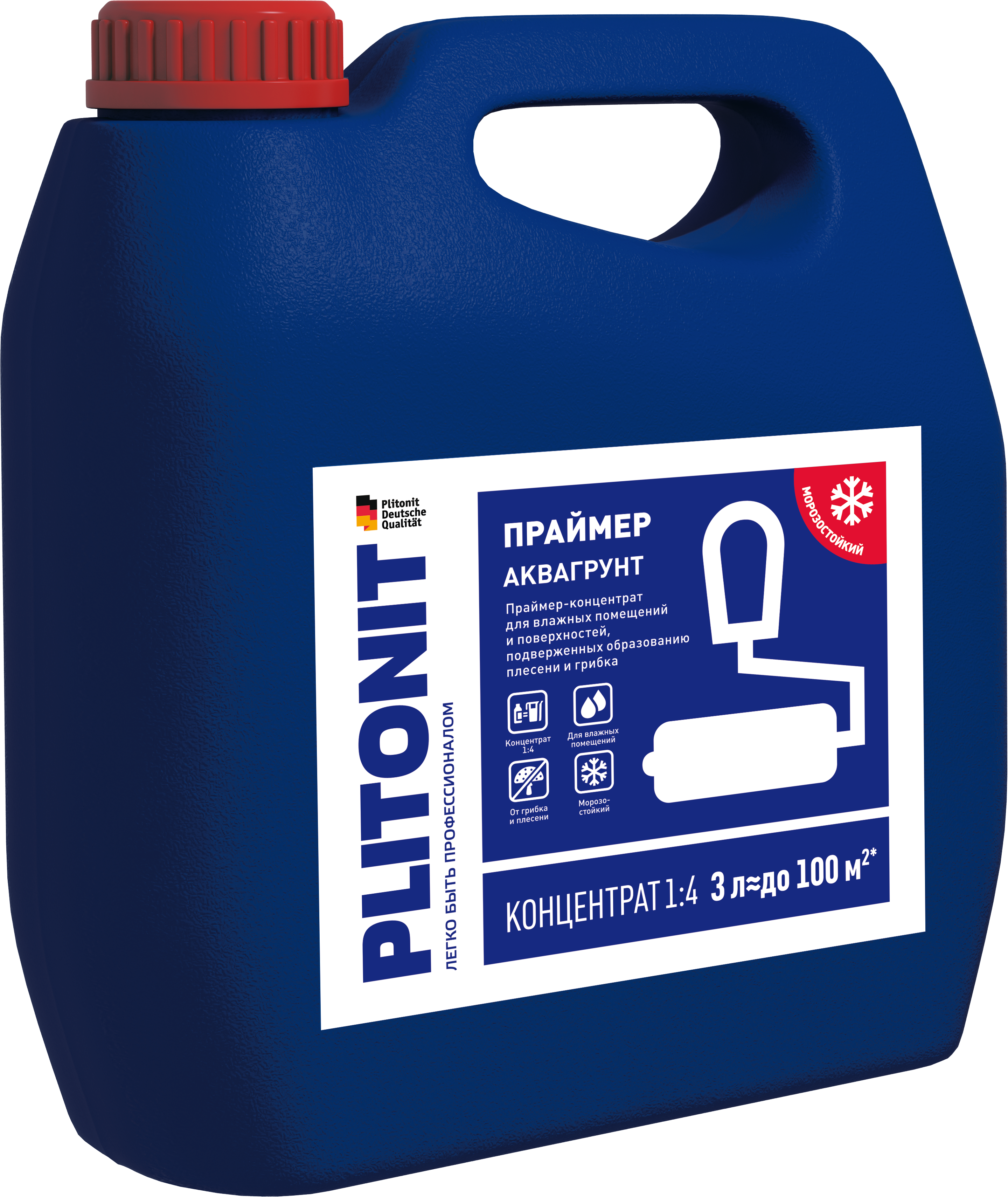 PLITONIT АкваГрунт Праймер-концентрат 1:4 акрилатный для влажных помещений 3 кг  (144шт/подд.)