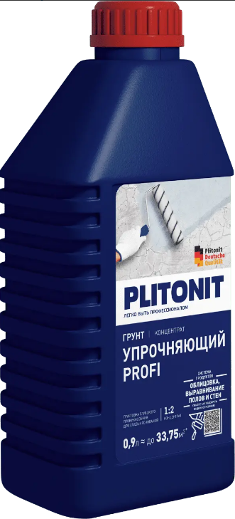 PLITONIT Грунт Упрочняющий PROFI Грунтовка глубокого проникновения для слабых оснований; концентрат 1:2  0.9 кг  (480шт/подд.)