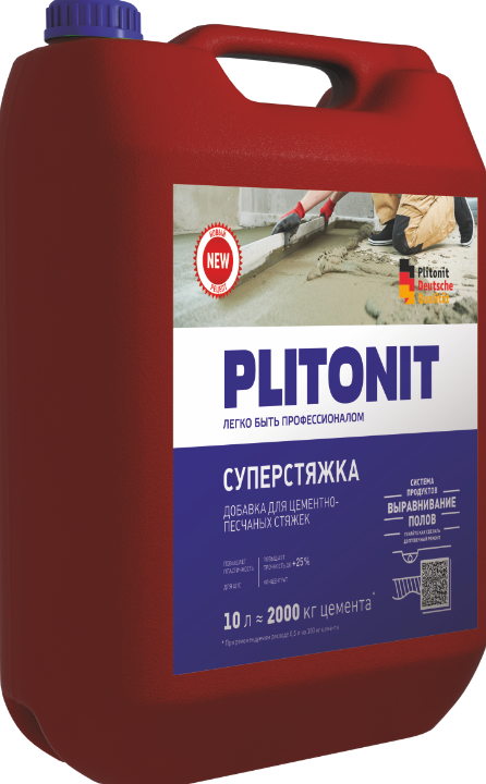 PLITONIT СуперСтяжка Суперводоредуцирующая добавка для цементно-песчаных стяжек 10 кг  (40шт/подд.)