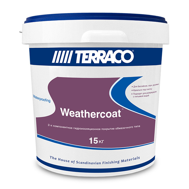 Двухкомпонентное цементное гидроизоляционное покрытие TERRACO Weathercoat Grey, 15 кг (комбо) купить оптом