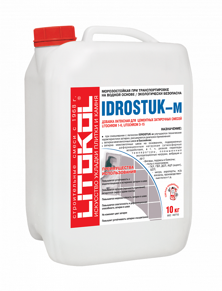 Литокол IDROSTUK - м Добавка латексная для цементных затирочных смесей 10кг