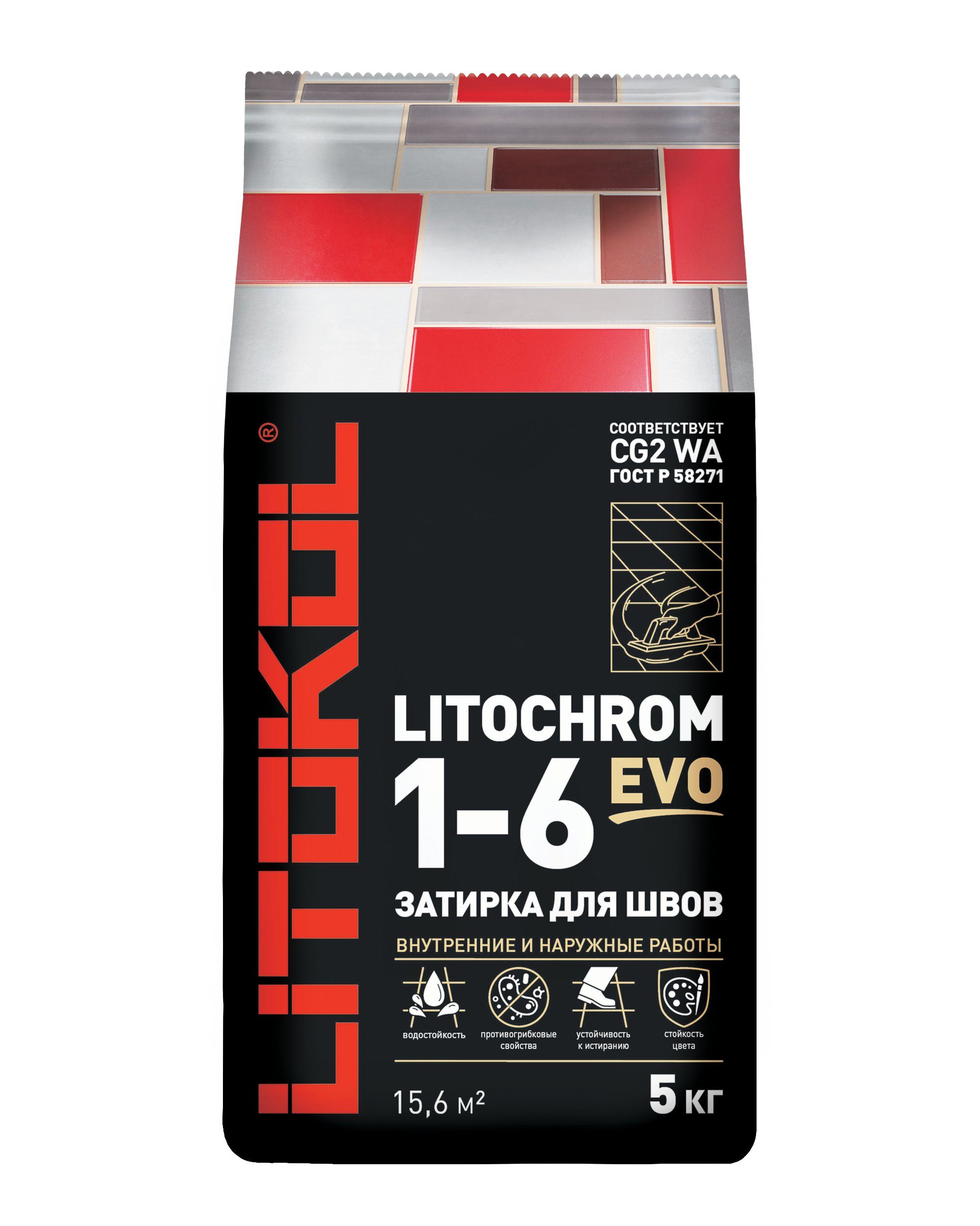 Литокол Litochrom 1-6 EVO LE.100 затирочная смесь Пепельно-белый 5кг купить оптом