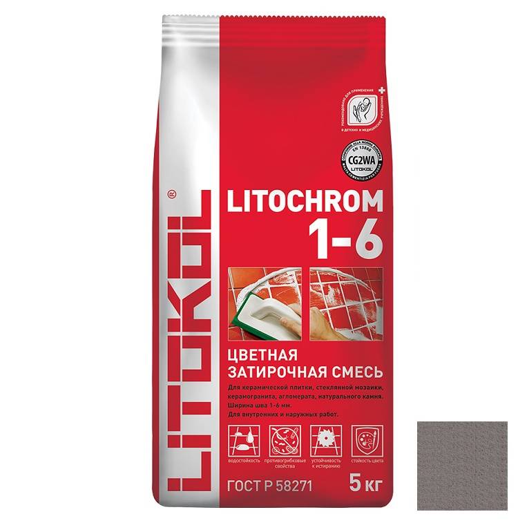 Литокол Litochrom затирка 1-6 С.10 Серая 5кг