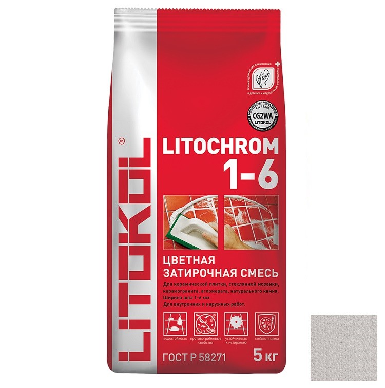 Литокол Litochrom затирка 1-6 С.20 Светло-серая 5кг