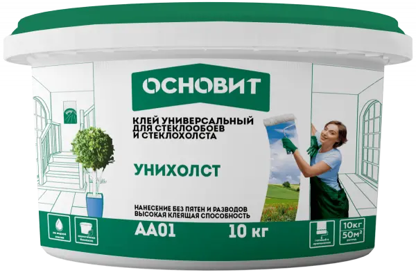 Купить ОСНОВИТ УНИХОЛСТ AA01 Клей для стеклообоев, 10кг оптом в Москве от производителя