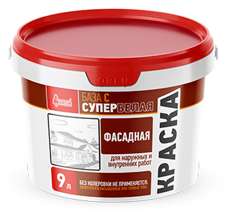 Краска Фасадная супербелая База С Старатели, 9л