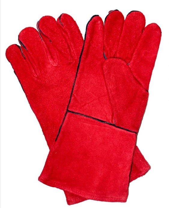 Купить Краги спилковые ТРЕК, цвет: красный оптом в Москве от производителя