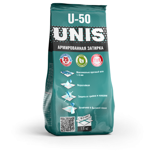 ЮНИС Затирка эластичная U-50 жемчужно-серый С09, 1,5 кг
